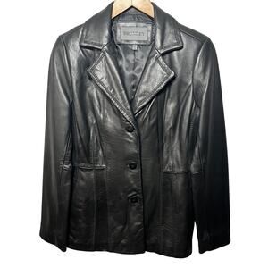Bromley Collection Jacket Fashion Leather Black Blazer Evening Office Stitched S